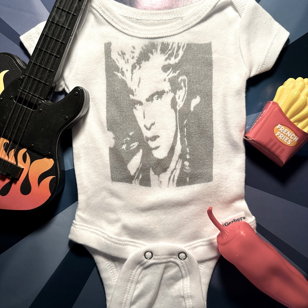 BILLY IDOL 80s rock singer songwriter rebel yell smoking hot baby onesie PREEMIE